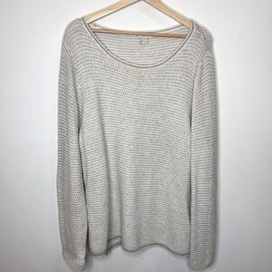 J Crew Knit Merino Sweater Women XXL Neutral Fisherman Pullover Minimalist Cabin